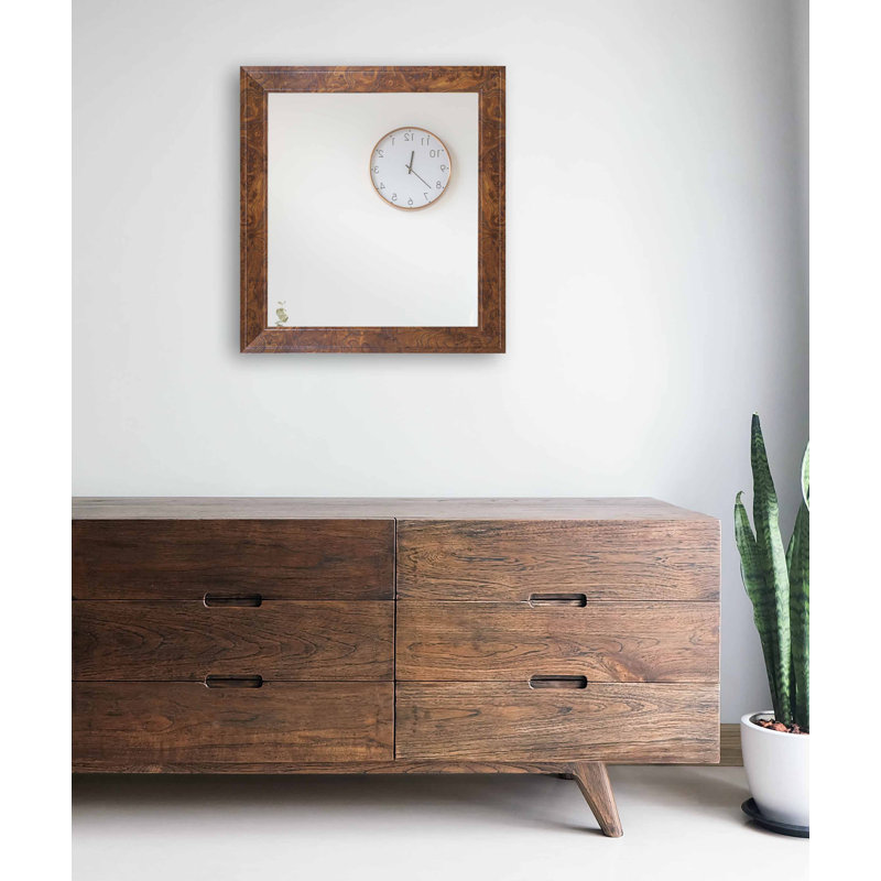 Adalberto Engineered Wood Flat Wall Mirror, 25.5" x 25.5"