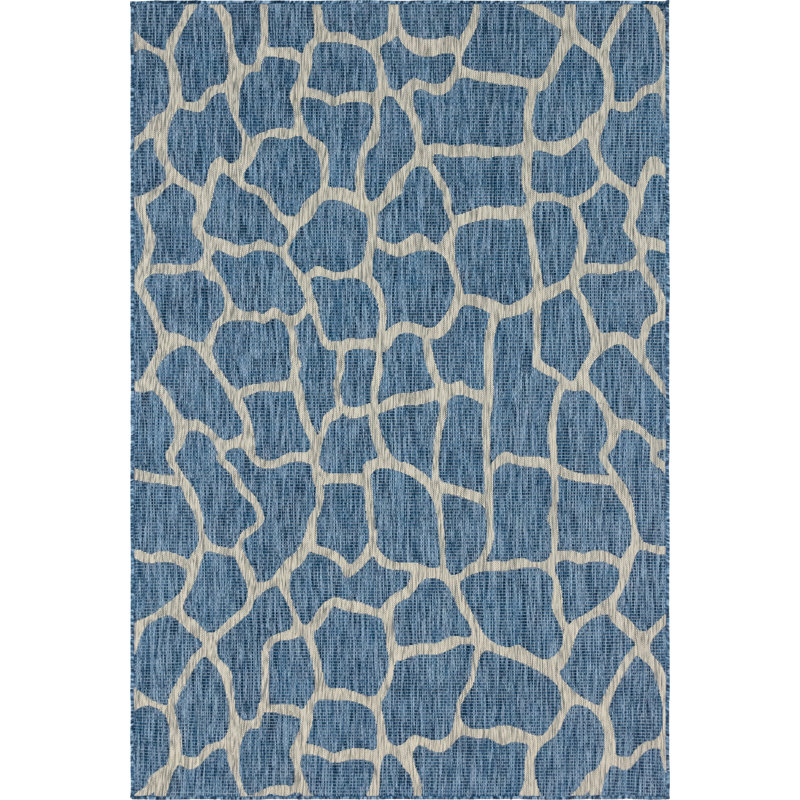 Tapis intérieur / extérieur bleu / gris Muro, Rectangle 6 pi 1 po x 9 pi