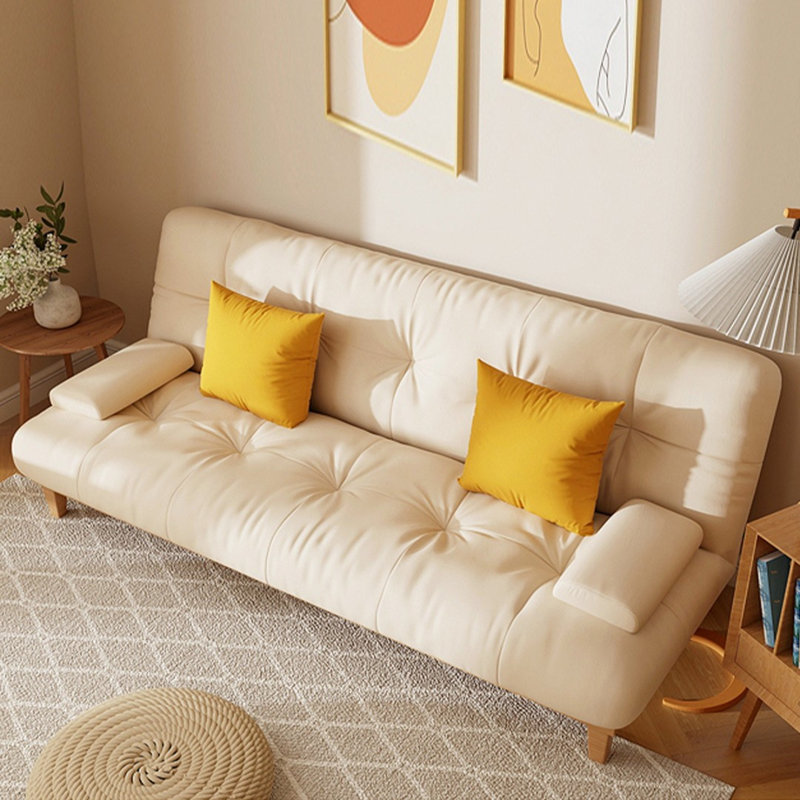 Canapé-lit standard en bois massif 100% polyester beige et blanc Burlywood