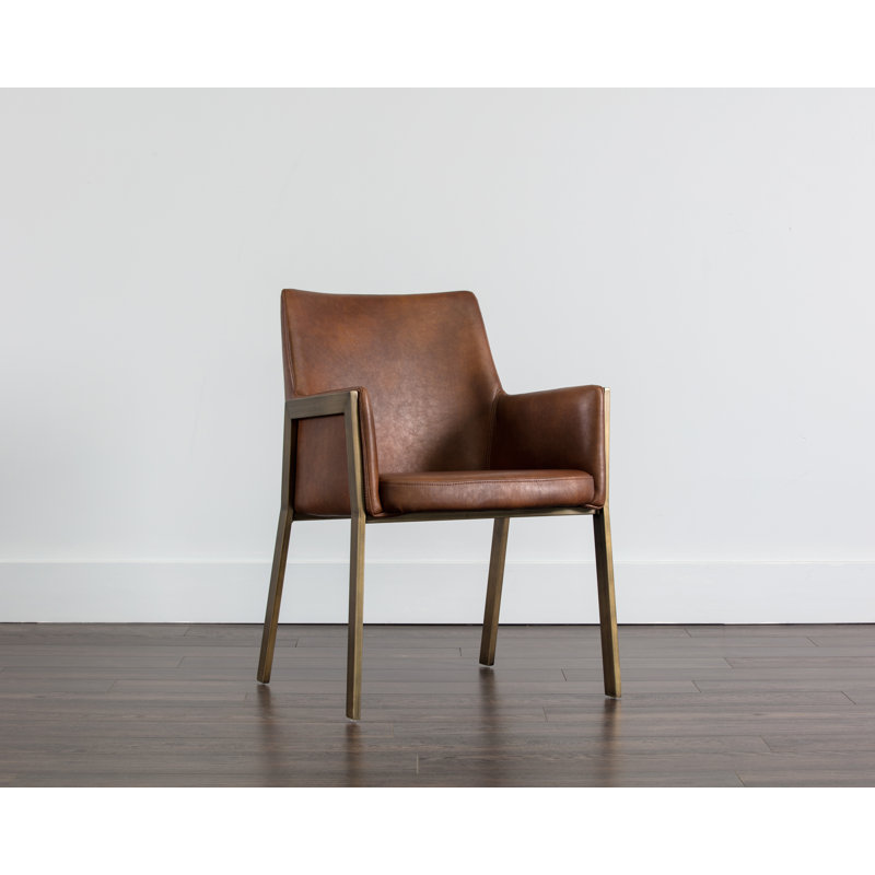 Bernadette Tufted Armchair, Bravo Cognac Faux Leather