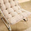 Fauteuil inclinable de patio avec assise en toile et coussin moelleux, idéal pour une salle de lecture, structure beige robuste, coussin doux, couleurs variées, capacité de charge : 136 kg