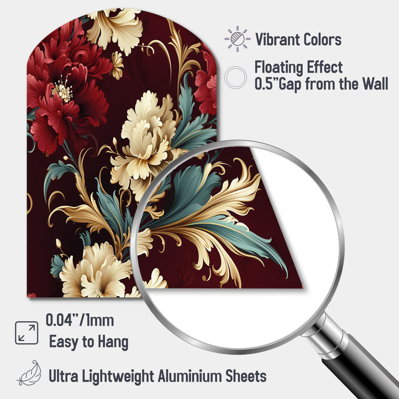 Birness - Floral Arch Shape Irregular Metal Wall Decor, 34" H x 25" W