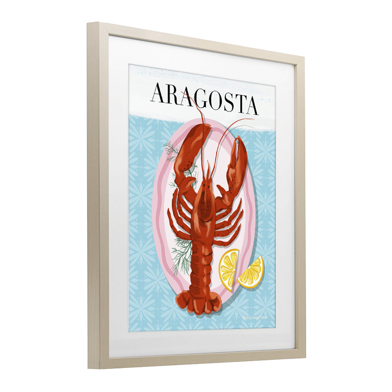 Reproduction sous-verre Aragosta, H 21 po x l 17 po, Récolte de pin sous cadre en verre