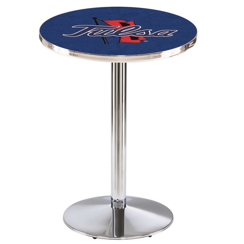 Round Metal Base Dining Table, Chrome, University of Tulsa