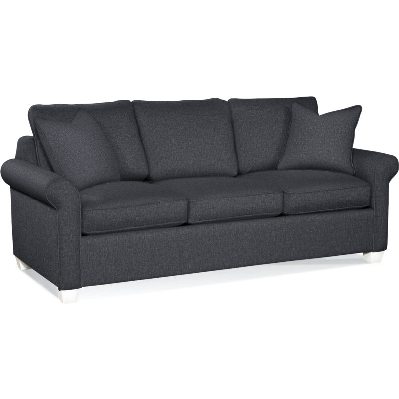 Park Lane Sofa, Frost White Finish, Blue Chenille/Velvet Solid; 0913-61