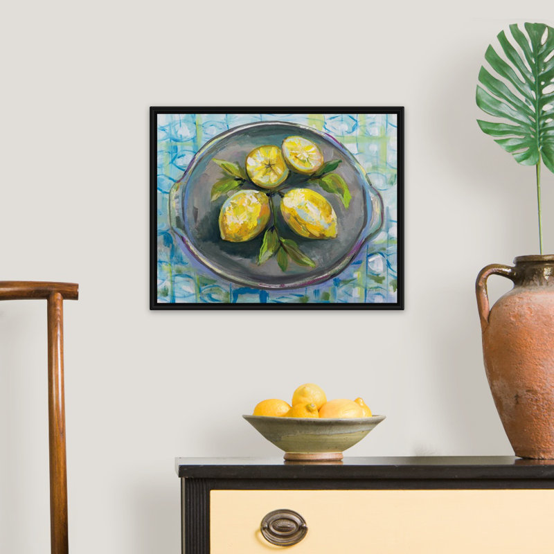 Citrons - reproduction d'impression, Cadre flottant noir, H 18 po x l 22 po x P 1,75 po