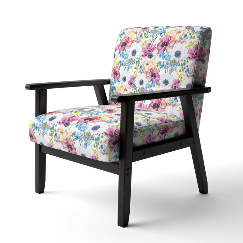 Multicolore anémones - Fauteuil d'appoint rembourré en velours