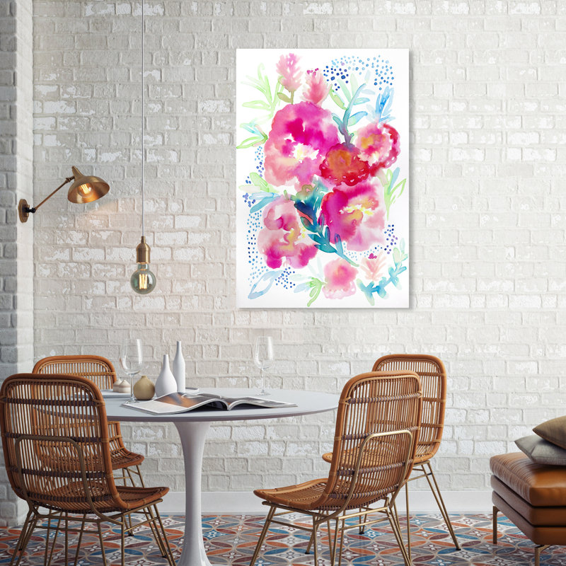Blooming Florals Watercolor III - peinture sur toile tendue, H 36 po x l 24 po