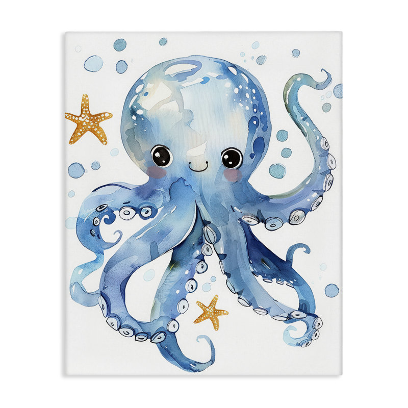 «Happy Smile Octopus», art mural sur toile par Franklyn Gregory bp-472_CN, H 30 po x l 24 po
