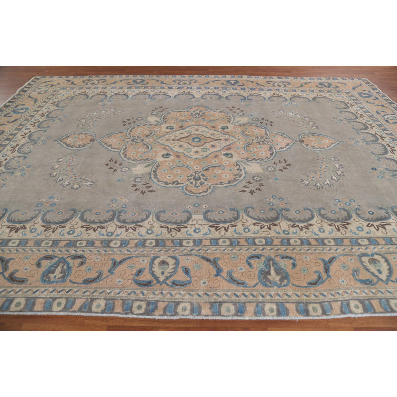 Tapis traditionnel gris surteint 9 x 13