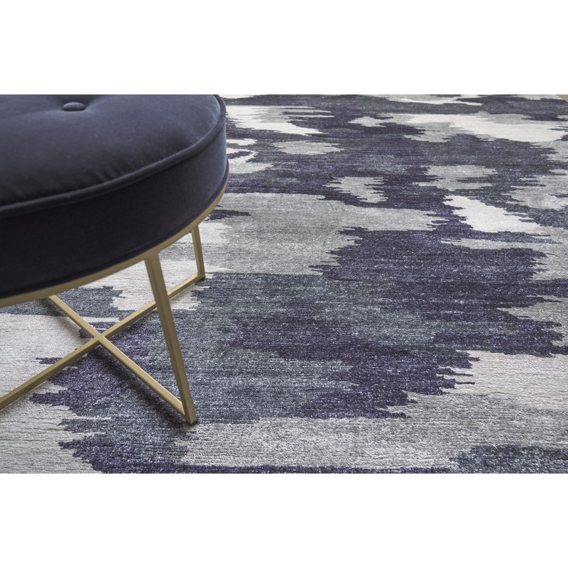 Bamboo Silk Area Rug in Navy Blue, Rectangle 6' x 9'