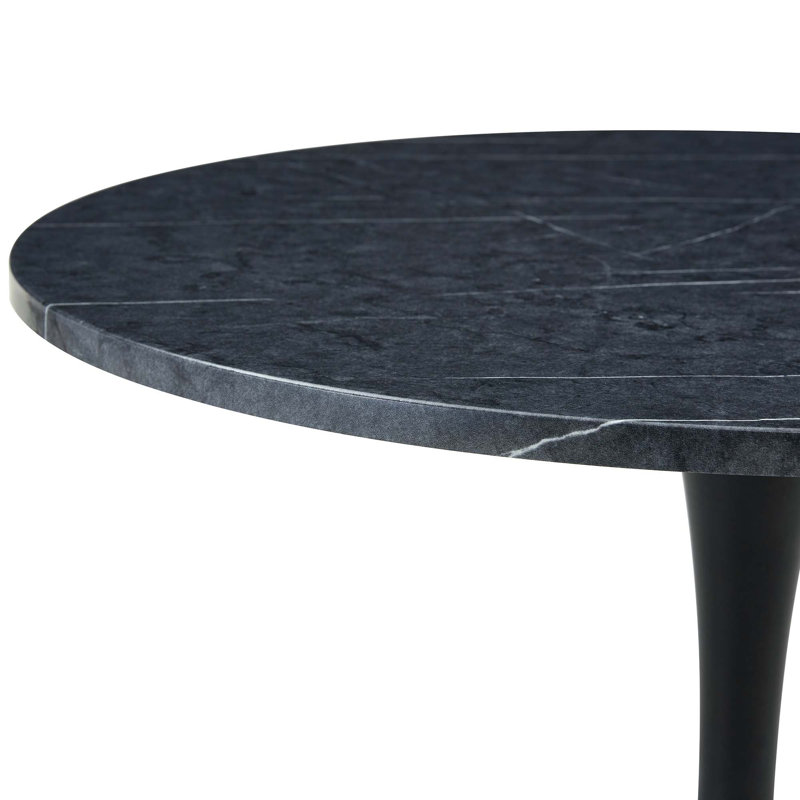 Round Dining Table, 31.5" Circle Tulip Table With Thickened Tabletop & Metal Pedestal, Mid Century Modern Bistro Table For Kitchen, Small Places, Living Room, Cafe