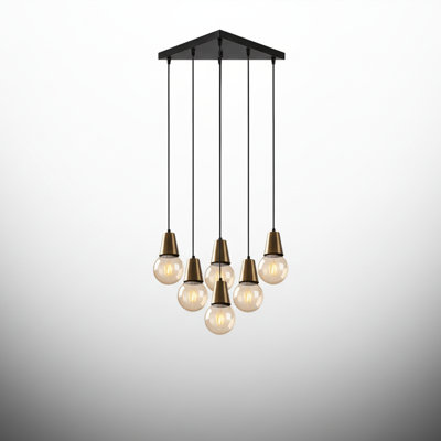 Adjustable Height Modern 6-Light Cluster Pendant