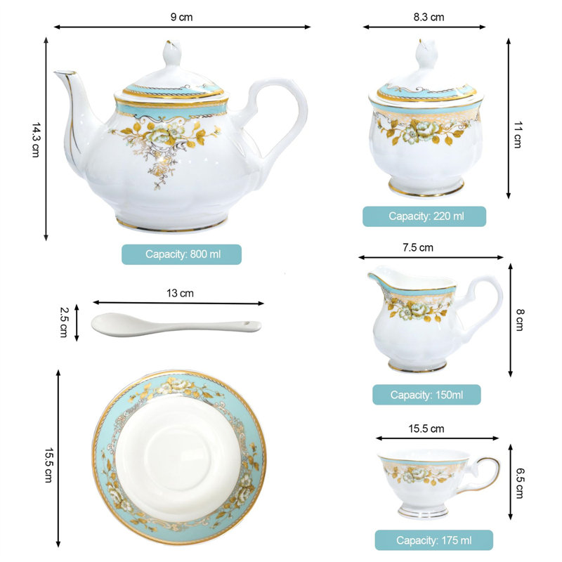 DNGJU 28oz. Floral Teapot Set