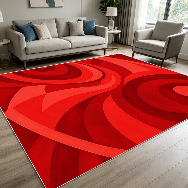 1PC Red Swirl Abstract Geometric Pattern area rugs for Living Room, Soft and Comfortable, Suitable for all seasons, easy-to-maintain, machine washable Indoor floor mat, Under Table Farmhouse suitable for dining table, bedroom, entryway, home office,