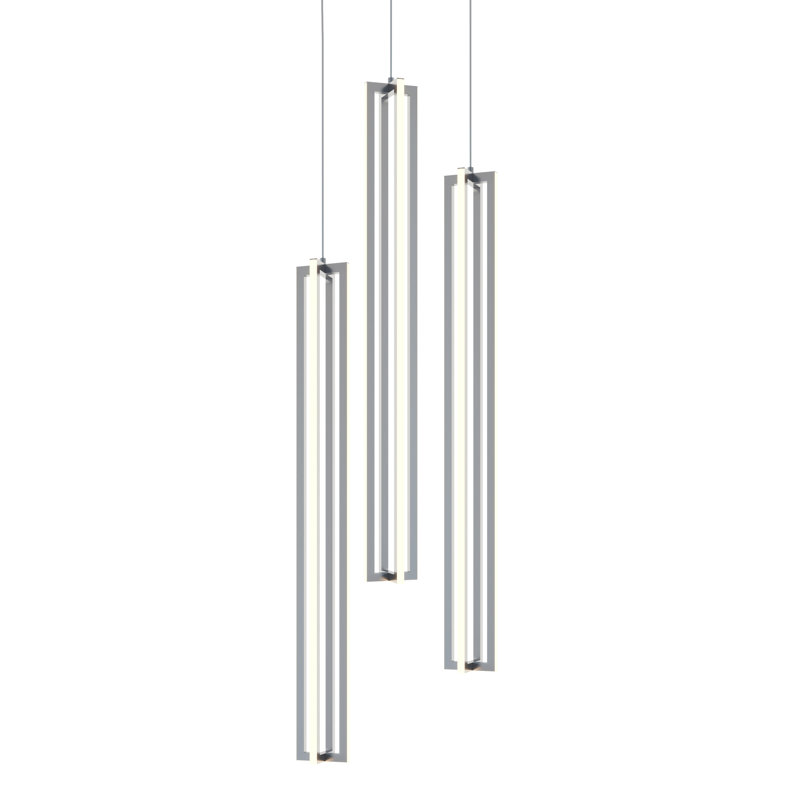 Luminaire suspendu linéaire à 1 lumière pour îlot de cuisine Morairity, Nickel satiné, H 36 po x l 18 po x P 18 po