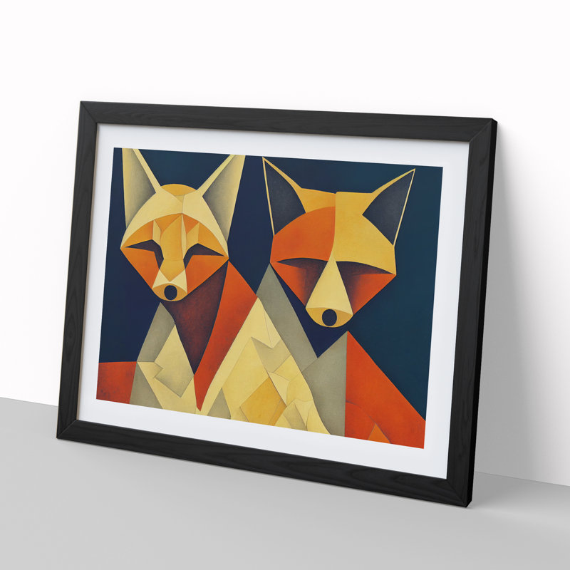 Two Abstract Foxes Vol.3 - Framed Print, Black, 46cm H x 64cm W x 2cm D