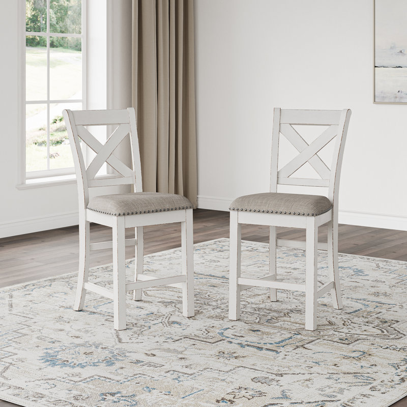 Janeria Upholstered Counter Stool with Solid Wood Frame