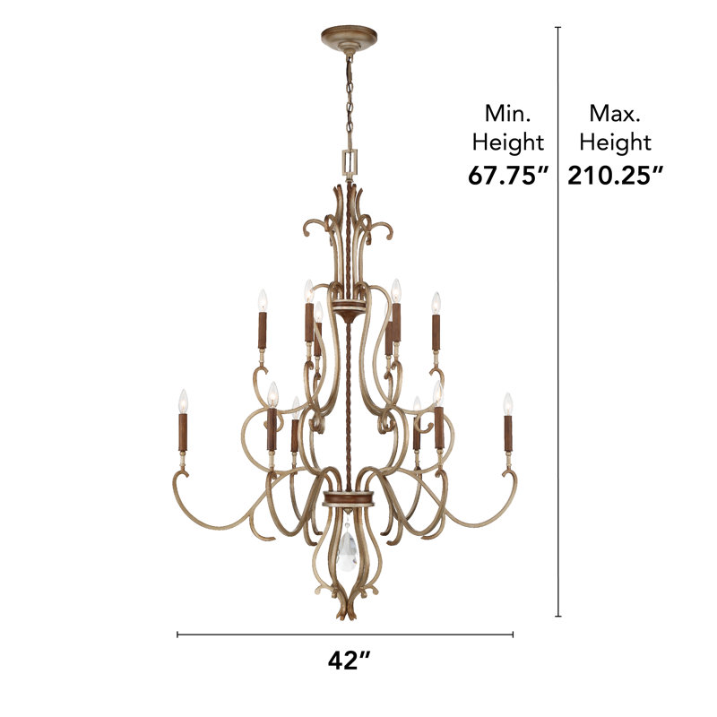 Raven Bronze and Gold 10-Light Dimmable Chandelier with Clear Glass Shades