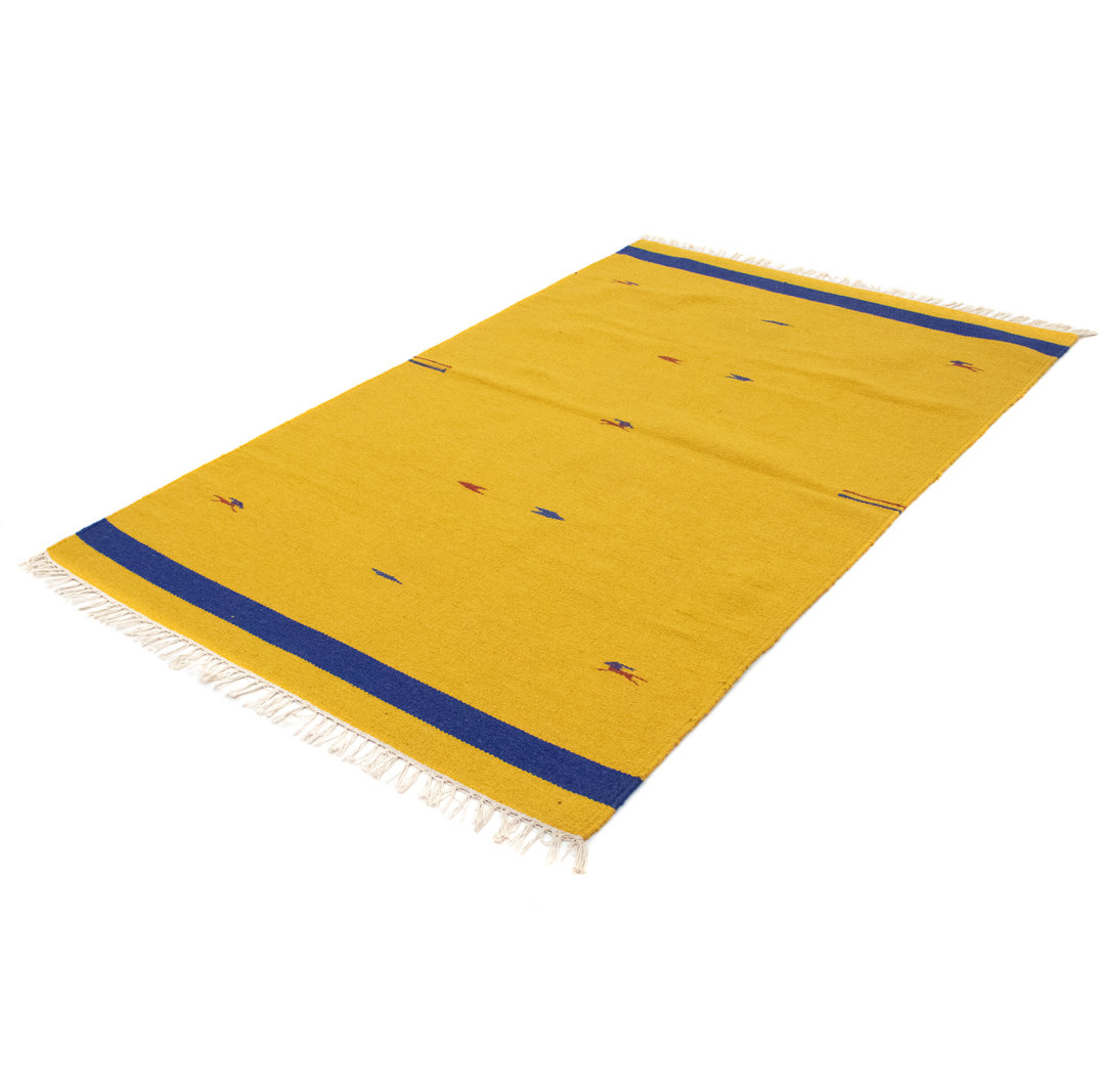 Handmade Kilim Wool Yellow Indoor/Outdoor Rug