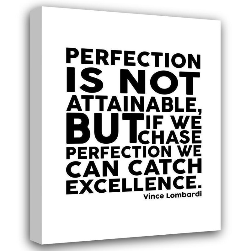 Vince Lombardi Quote Black Text on White Canvas Print