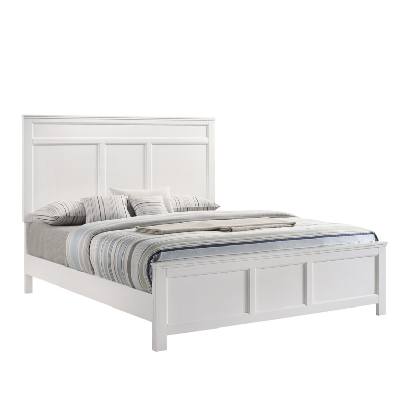 Lit standard en bois Jonnathan, Blanc, Très grand