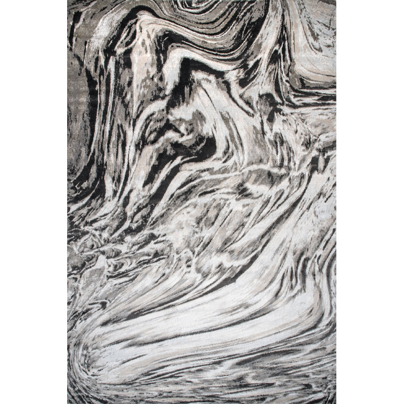 Tapis décoratif grise abstraite garlend, Rectangle 4 pi 3 po x 6 pi 3 po