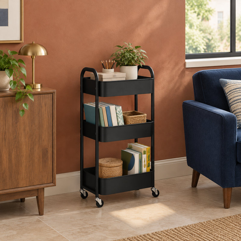 Pour les cuisines et les salles de bain, ce chariot polyvalent noir à 3 niveaux est doté de roulettes à déplacement en douceur et nécessite un assemblage facile