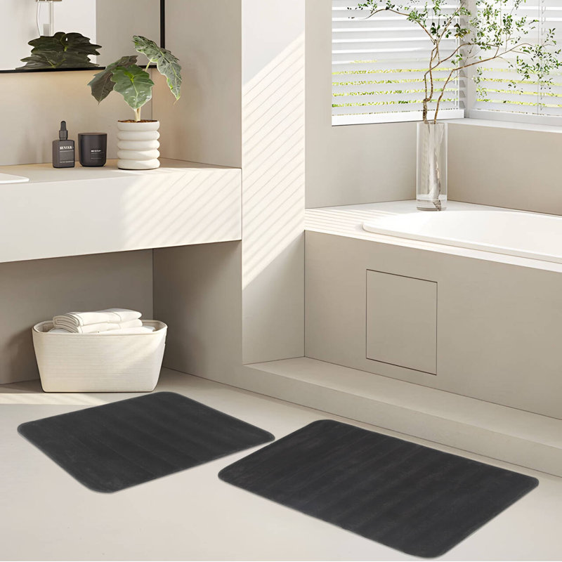 Desrosier Non-Slip Bath Rug, Black