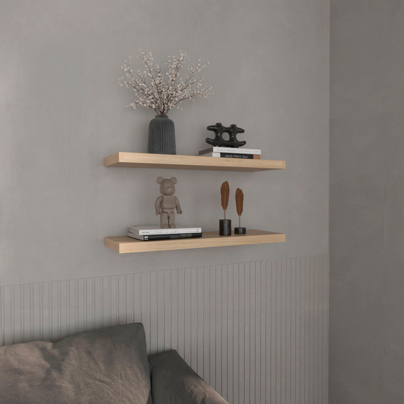 Benessa 2 Piece Floating Shelf, Beige, 3.8cm H x 80cm W x 25cm D