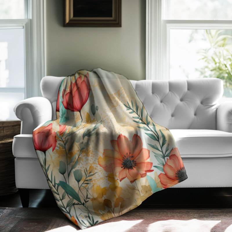 Worn Flowers - 1 pièce Sherpa Premium, Lit simple