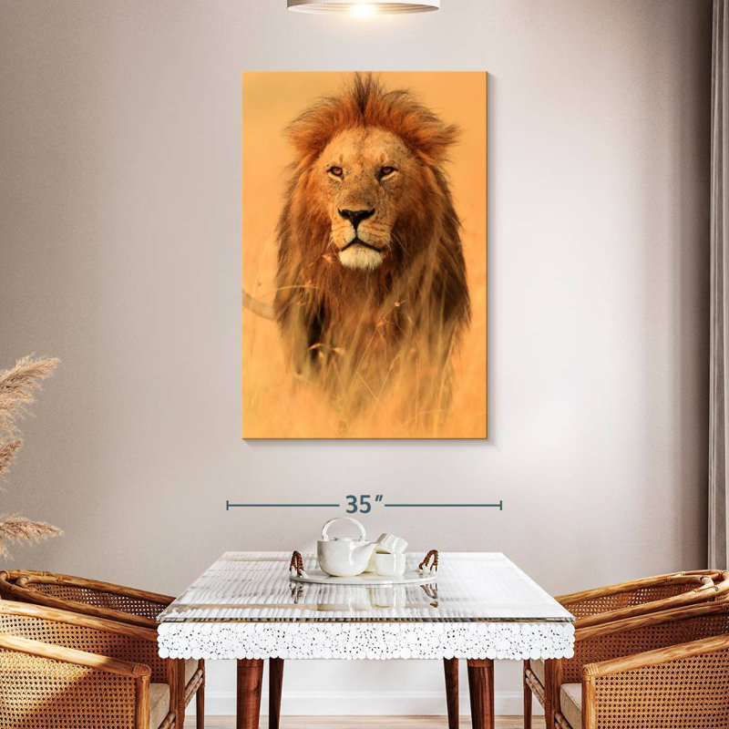 Brampt Watchful Savannah Lion, 48" H x 32" W