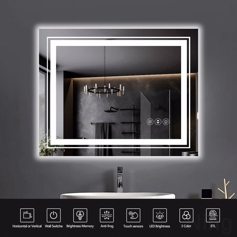 Frameless Led Bathroom Accent Mirror,Smart Mirror, 40" x 24"