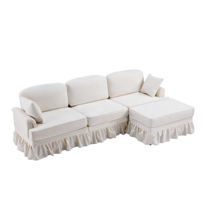 103” Comfy Cloud Couch L Shaped Sectional Sofa, White