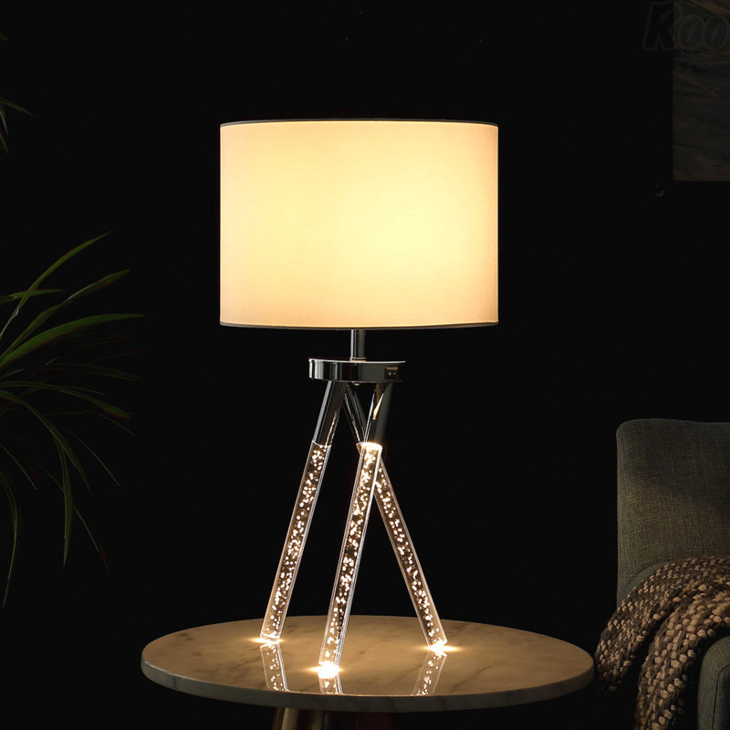 Table Lamp - Silver Finish, Metal Frame