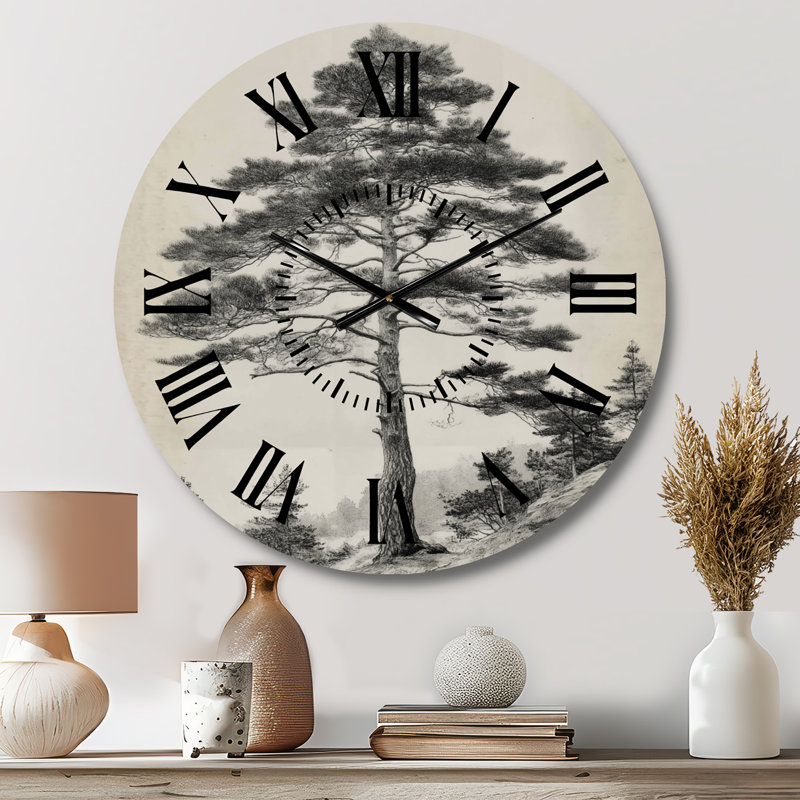 Horloge murale rétro en métal pin, Médium