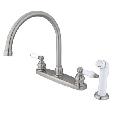 Kingston Brass Vintage Two-Handle 4-Hole 8" Centerset Kitchen Faucet with Side Sprayer