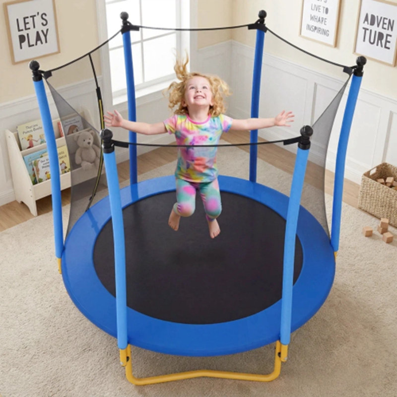 Trampoline intérieur / extérieur pour tout-petit avec enceinte et pieds stables en forme de U, Bleu