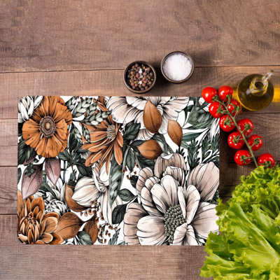 Planche de service en verre à motif floral avec couleurs dégradées, parfaite pour la cuisine de style maison de campagne