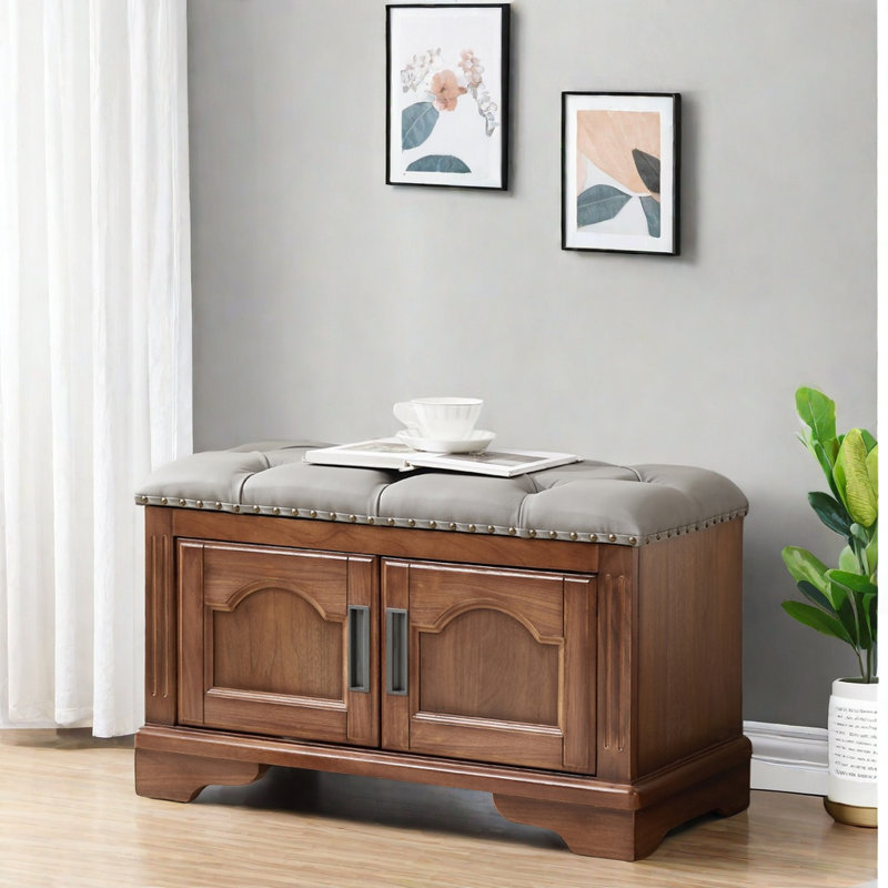 Banc de rangement pour 6 paires de chaussures, Gris