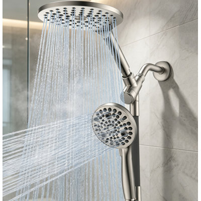 Dual Handheld Shower Head Combo, 8 Inch Rainfall Shower Head and 10 Modes High Pressure Hand Held Showerhead