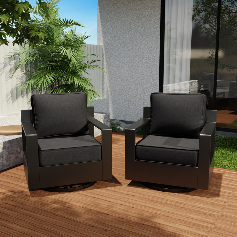 Patio Chair with Cushions（Set of 2）, Gray
