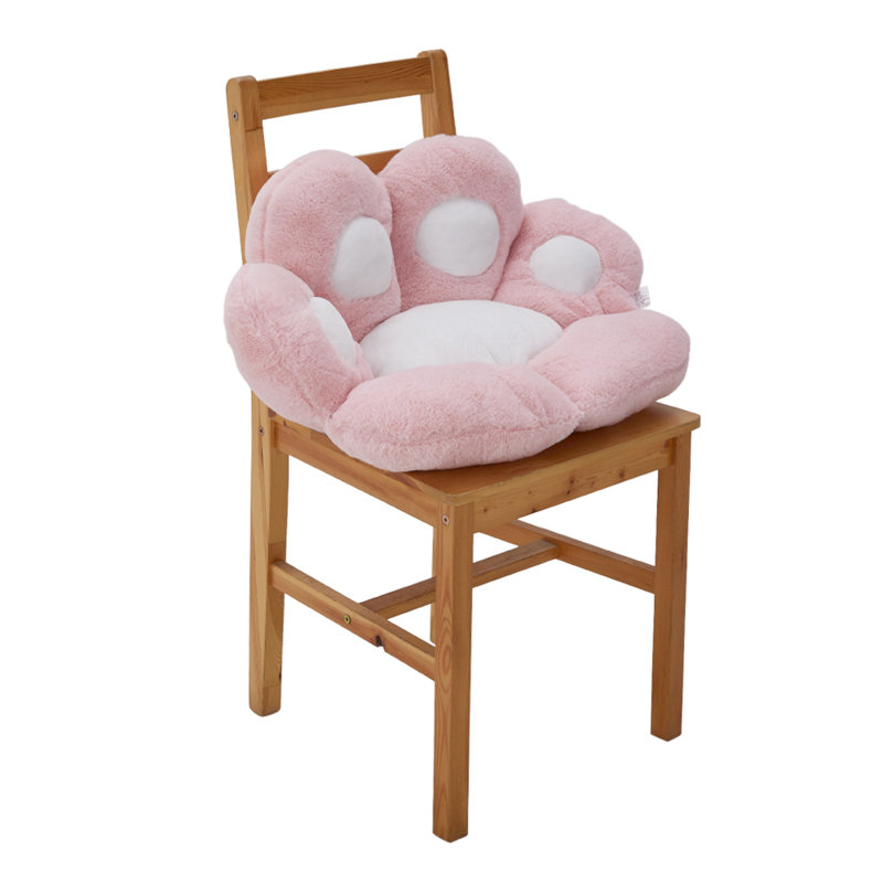 Cat's Paw Thickened Semi-Wrap Plush Chair Cushion, Pink
