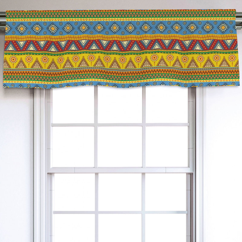 Sateen Geometric Ruffled Window Valance