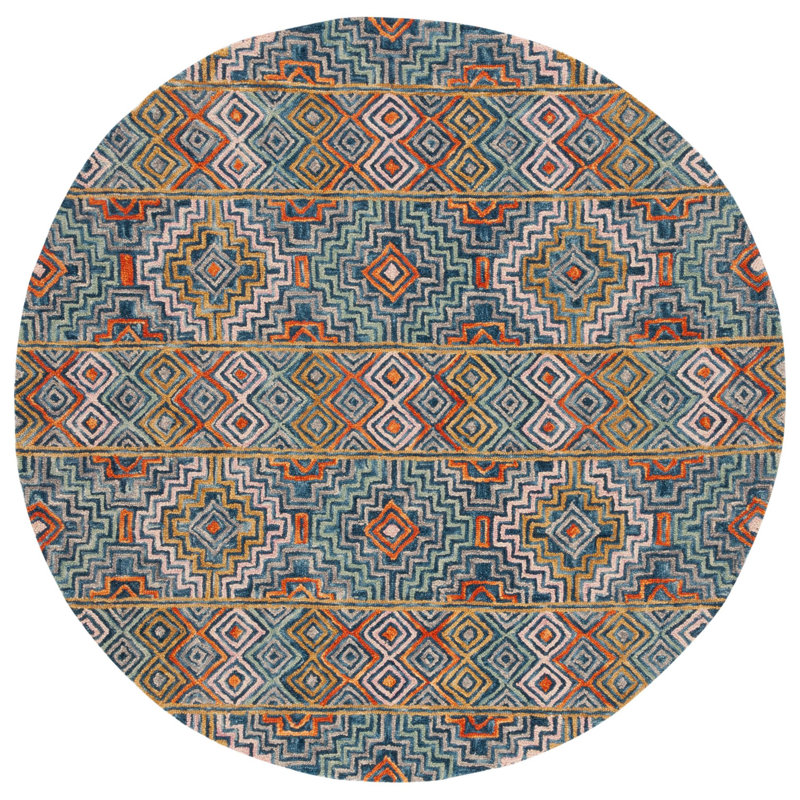 Deyoung Hand Tufted Cotton Geometric Rug, Round 6'