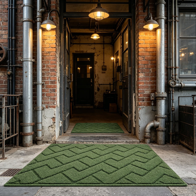 Premium Dirt Trapper Doormat - Absorbent, Non-Slip & Washable Entrance Rug Green