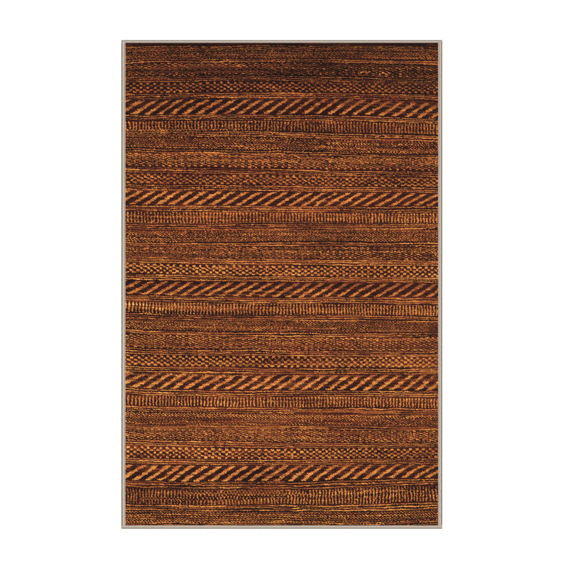 Tapis orange en chenille / polyester tissé à la machine Mikaya, Rectangle 2 pi x 3 pi