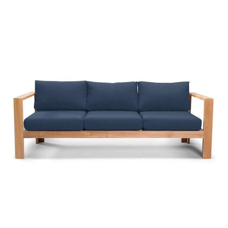 Ando 4 Piece Teak Sunbrella Sofa Set with Cushions, Spectrum Indigo Sunbrella®