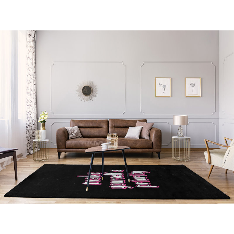 Tapis en chenille de polyester style citations, Rectangle 5 pi x 7 pi