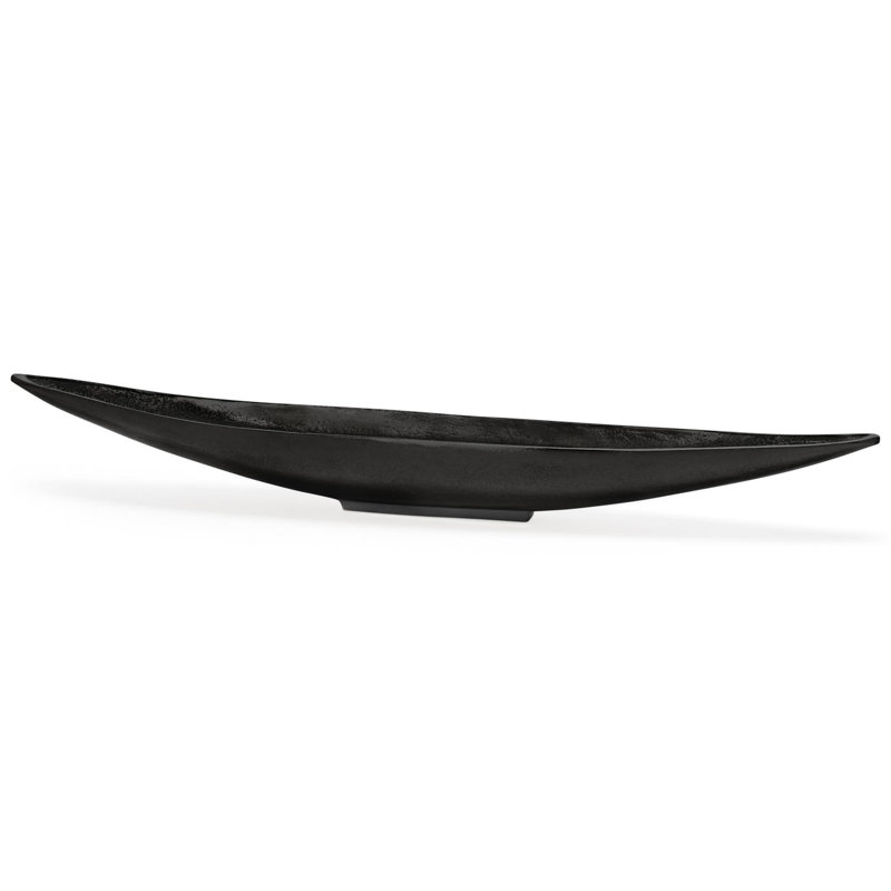 Bol décoratif en forme de bateau fait à la main en aluminium Anges, H 3,75 po x l 39 po x P 5,25 po, Noir